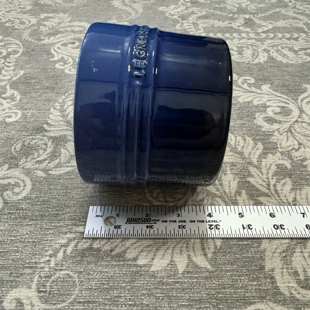 Le Creuset Utensil Crock Holder Cobalt Blue Ribbed Drain Hole Embossed